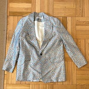 Zara Blue and White Floral Blazer